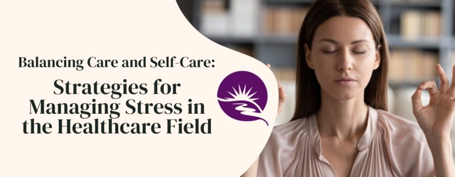A Woman Sitting Straight Up With Her Eyes Closed and Her Pointer Finger and Thumb Connected Trying to Reduce Stress | Balancing Care and Self-Care: Strategies for Managing Stress in the Healthcare Field | Breaking Dawn Therapy